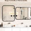 Miroir mural de salle de bain 40 "32", Rectangle doré à coins ronds, Revêtement antirouille, Incassable, Réflexion attrayante pour meuble-lavabo rectangulaire en verre, Revêtement en polymère-130830236