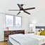  Ventilateur de plafond intelligent à intensité variable de 52 po avec 3 lumières à DEL CCT, APP et télécommande, moteur à courant continu réversible à 6 vitesses, pales de bois à double face, minuterie, tiges verticales de 6 po / 10 po-571703623