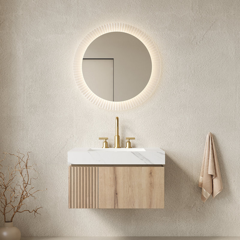 Meuble-lavabo 30 po, Blanc de Carrare / chêne blanc