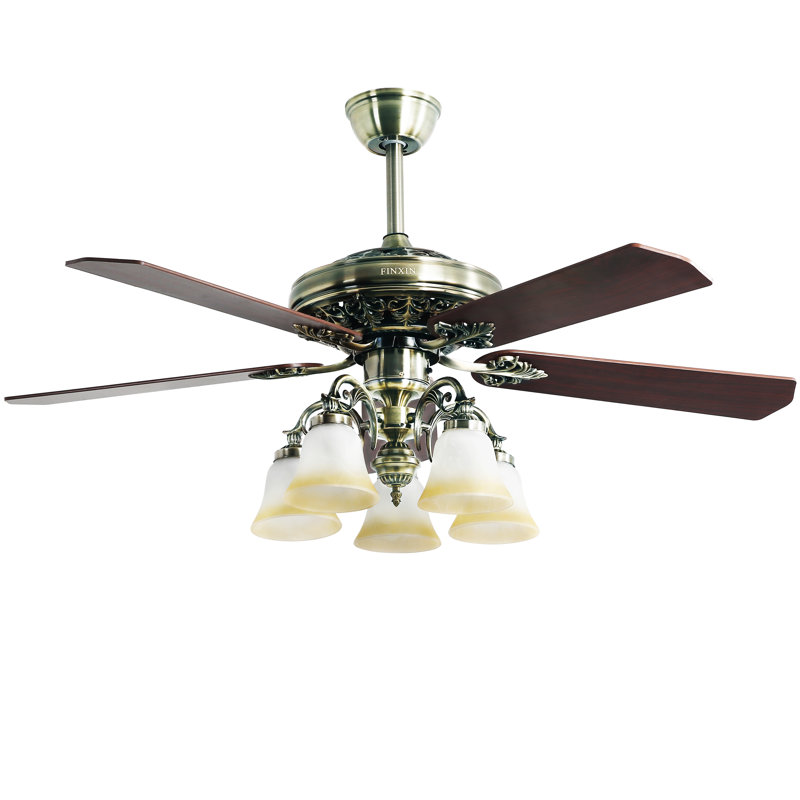 Ventilateur de plafond standard à 5 pales de 52 po avec télécommande et ensemble d'éclairage inclus