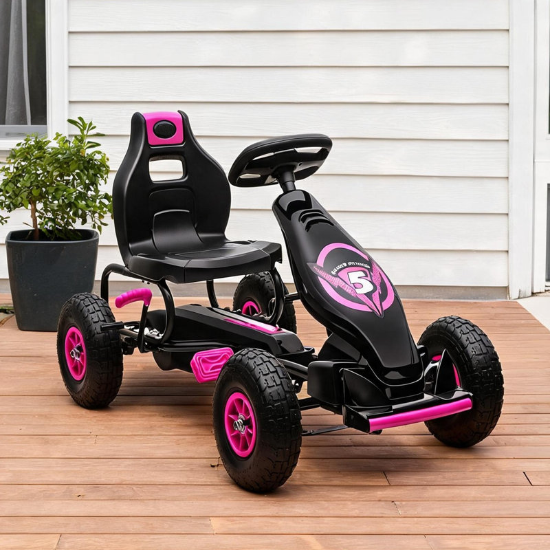 Voitures à hauteur réglable réglables en rose, 121,3 x 57,8 x 61 po, avec contrôle pratique, Pp et acier