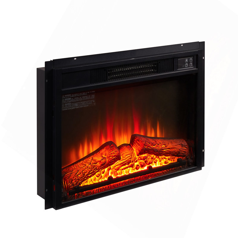 Foyer électrique encastré de 23 pouces avec effet de flamme réaliste, télécommande, écran DEL, thermostat et minuterie réglables.