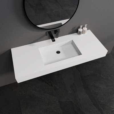 Lavabo de salle de bain mural rectangulaire simple 47 po