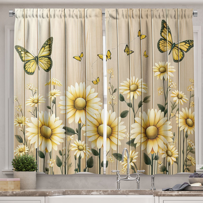 Rustic Kitchen Curtain, 55" W x 36" L
