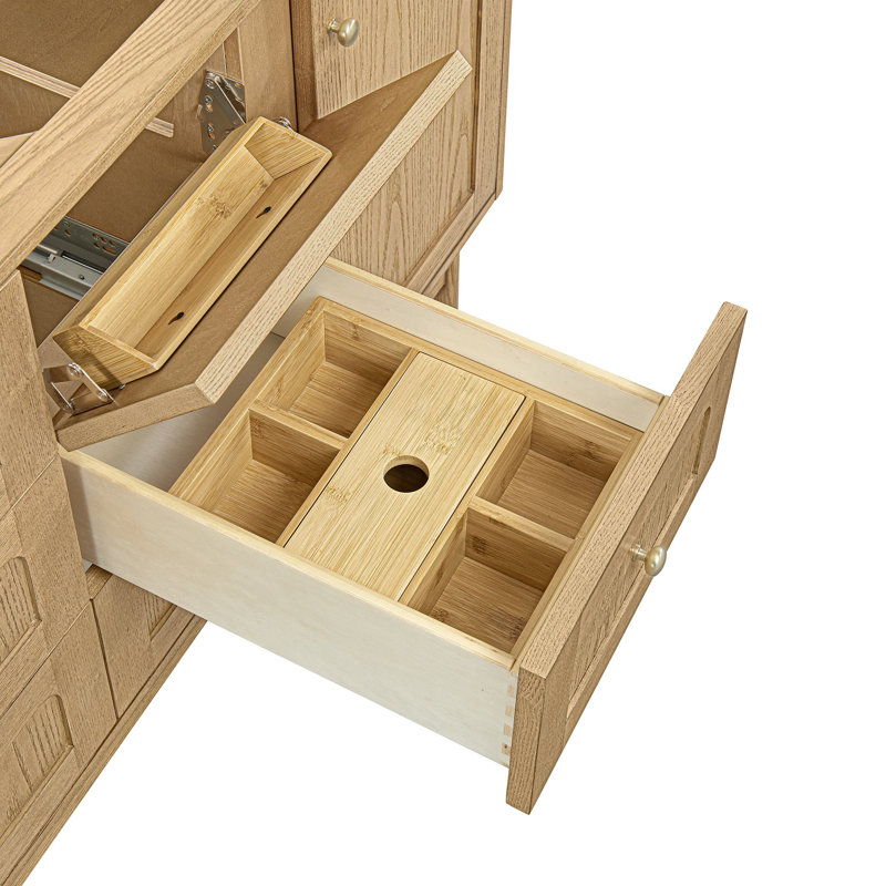 Laurent 60'' W Double Bathroom Vanity Base, Light Natural Oak
