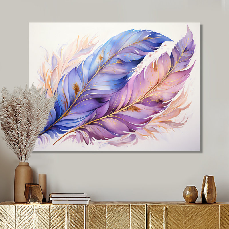 Phelan - Plumes, art mural, Toile tendue, H 12 po x l 20 po x P 1 po