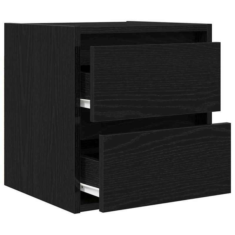 Wall-Mounted Bedside Cabinets 2 Pcs 38X34x40 Cm, Black Oak, 1