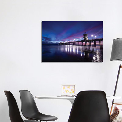 Huntington Beach Pier At Dusk, California, USA - Wrapped Canvas Print