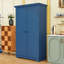 Armoire de cuisine autoportante moderne avec rangement spacieux, tablettes réglables et plateaux coulissants-1264015106