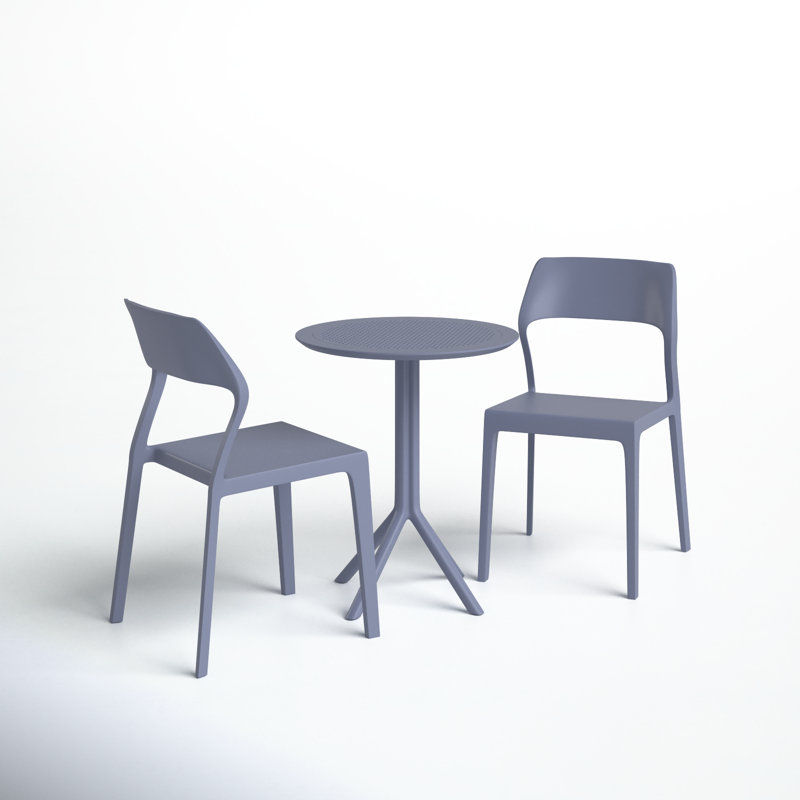 Farrah 24" Round 2 - Person Bistro Set with Armless Stacking Chairs, Dark Gray