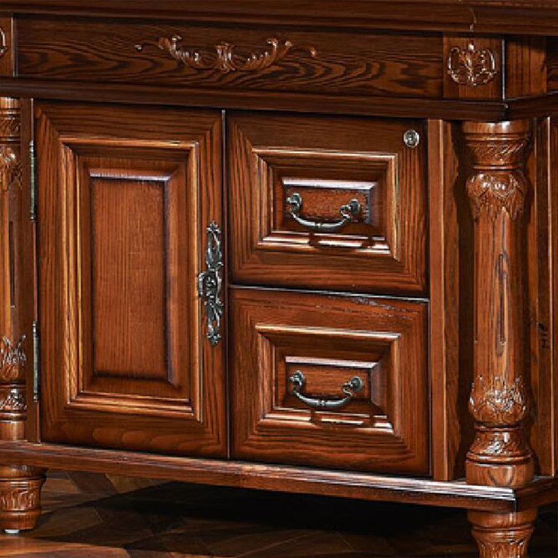 Bureau 125,98 po style américain brun sculpté