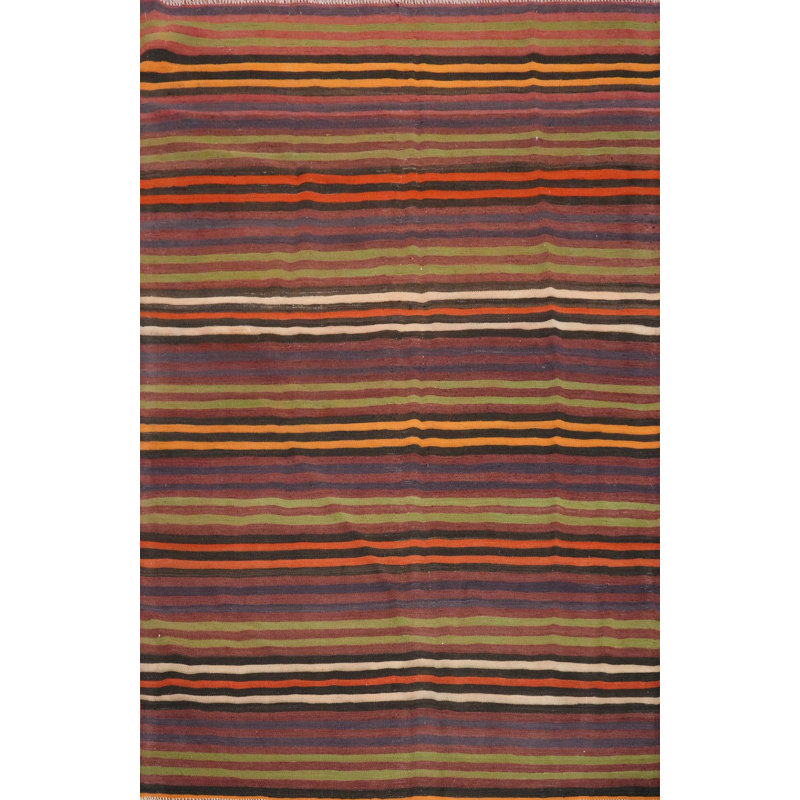 Tapis rayé en laine 5 x 7