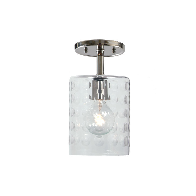 Baptiste Glass Semi Flush Mount, Polished Nickel