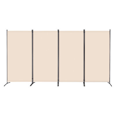 Room Divider, 4 Panel Room Divider, Folding Privacy Screen and Portable Partition Divider for Room Separation, Freestanding Room Partitions for Office, Bedroom, Study, Beige