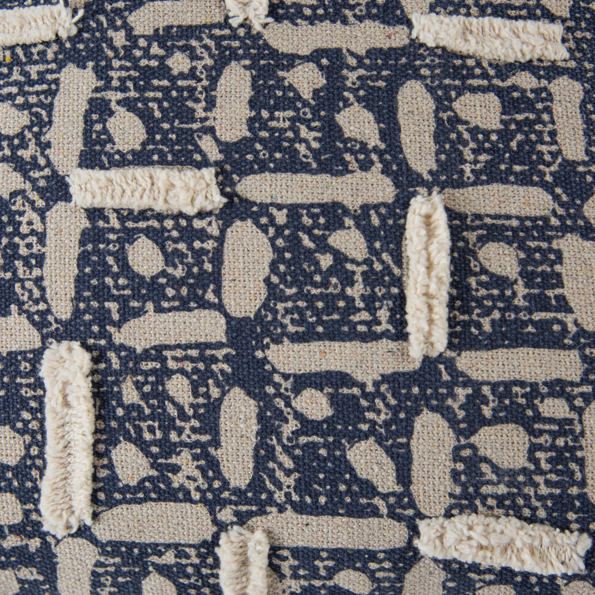 100% Recycled Cotton Canvas Throw Pillow, Blue/Natural, Polyester
