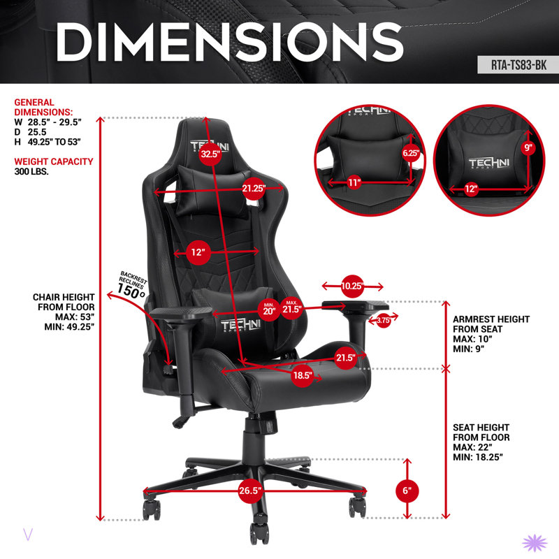 Fauteuil de jeu ergonomique à haut dossier pour PC