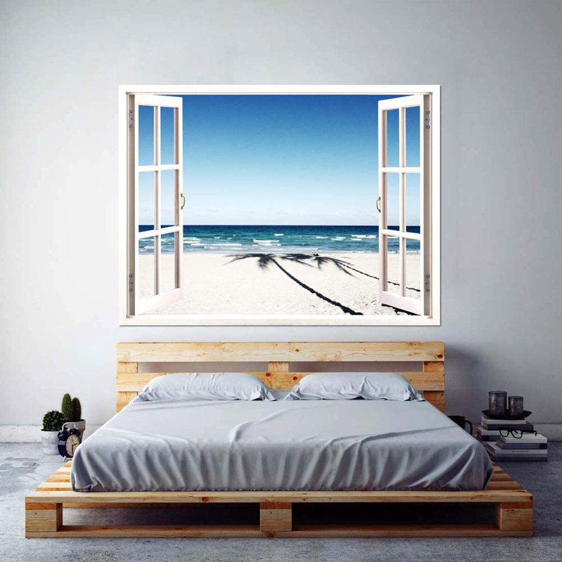 Deux grands ombres palmiers sur la plage, L 32 po x l 24 po