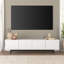 Meuble télé 70 po pour téléviseur de 75 po ou moins avec portes cannelées, rangement et gestion des câbles - Console média moderne de style Mid-Century blanc pour le salon | Whitman-948202710-983890295