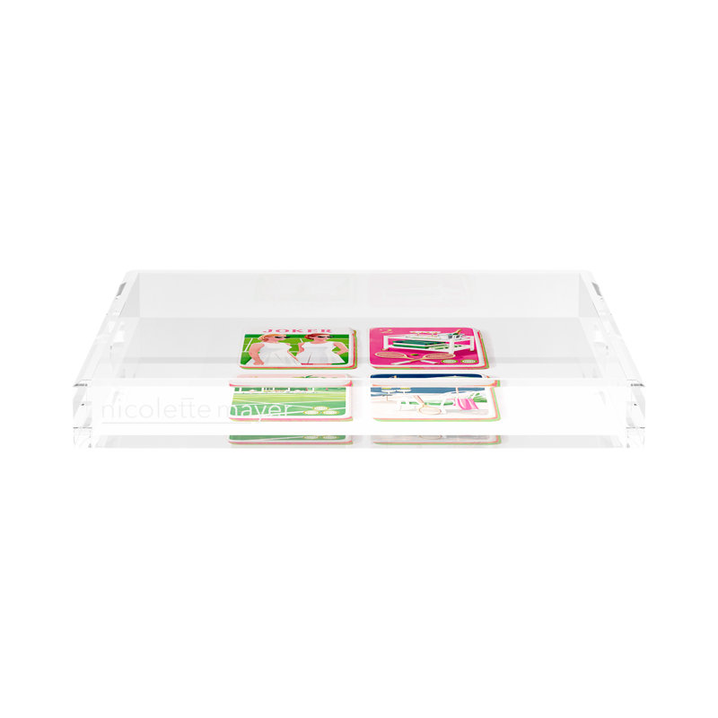 Mahjong Acrylic Decorative Tray, 15"W x 15"D x 2"H