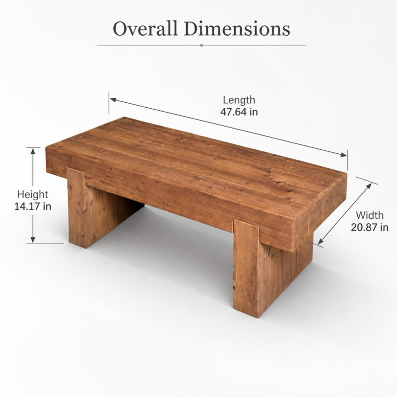 Table basse en bois massif de 47,64 pouces, idéale pour les salons et les chambres
