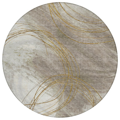 Machine Washable Indoor/Outdoor Chantille ACN2396 Abstract Rug