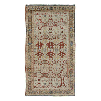 Antique Persian Sultanabad Rug, Ivory Palmettes On Beige-Gold Field - Rug & Kilim