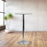Helmscott Round Glass Event and Cocktail Table with Chrome Base