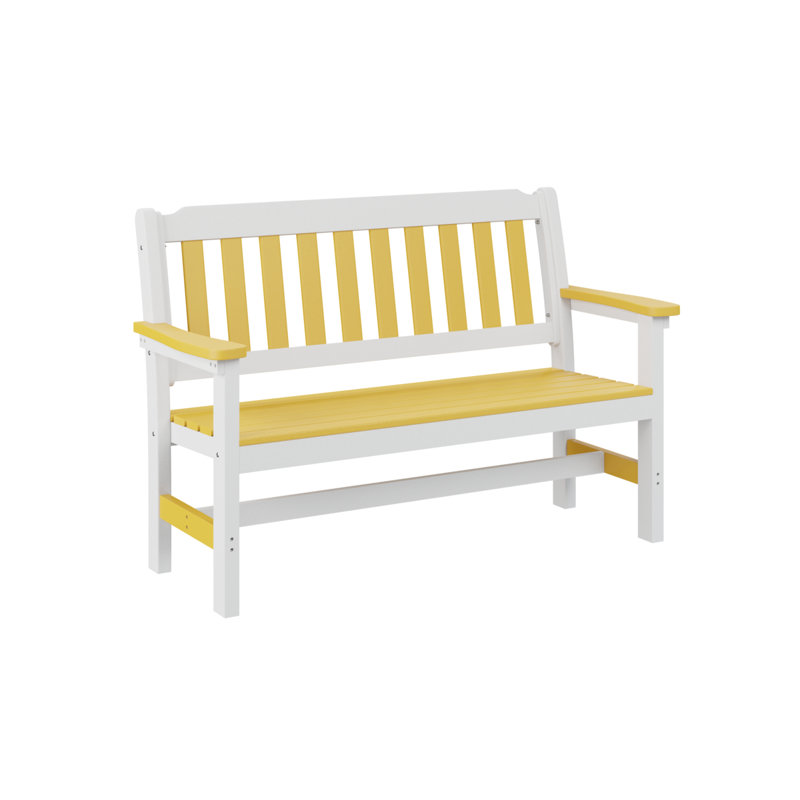 Berlin Gardens Garden Bench, Sunburst Yellow Top with White Base