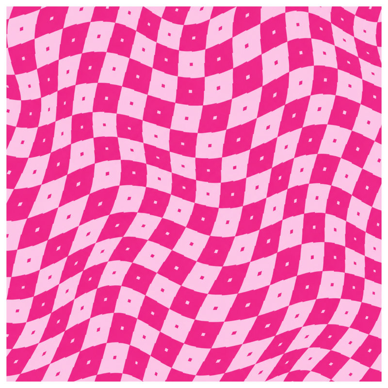 Pink Wavy Checkered Pattern Quilted Bedspread All Sizes, Full / Double
