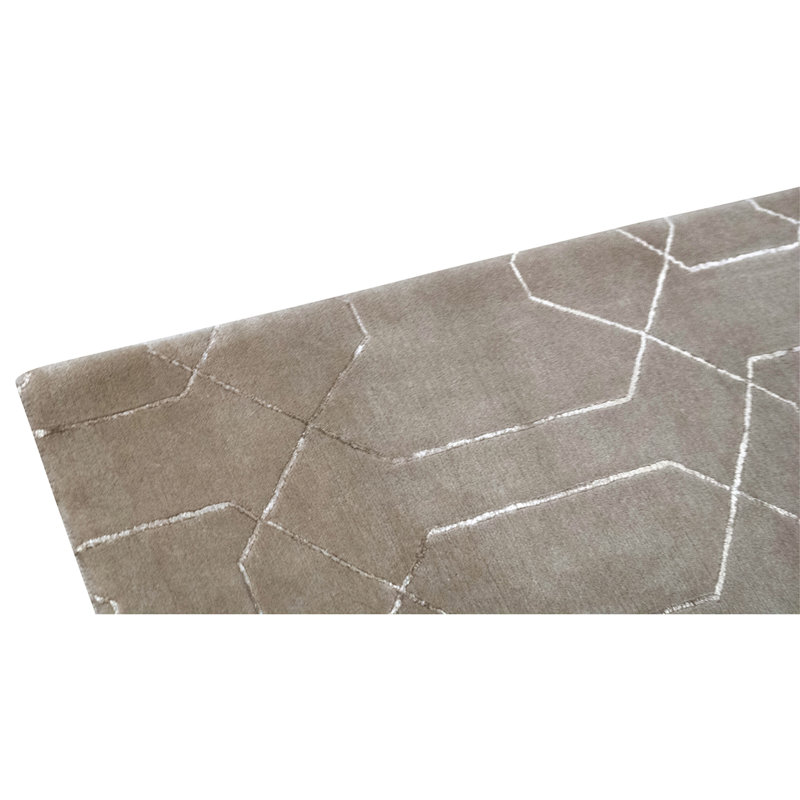 Hand Knotted Geometric Area Rug in Olive