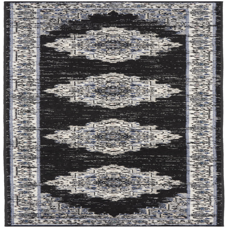 Tapis de couloir oriental noir Abbate 2 pi 2 po x 10 pi