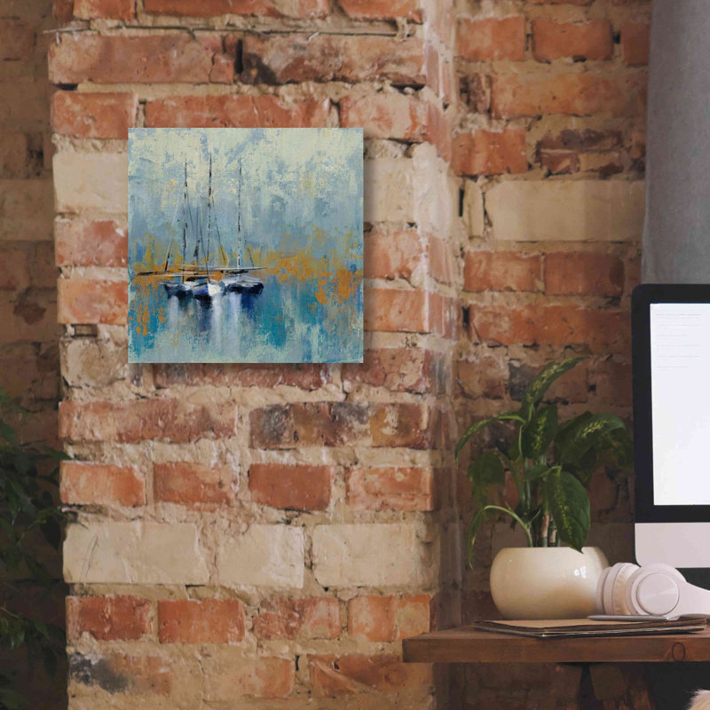 «Bateaux dans le port III» par Silvia Vassileva, art mural sur toile, H 12 po x l 12 po x P 0,75 po