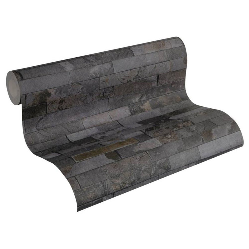 Rouleau de papier peint texturé Taloga, Noir / gris