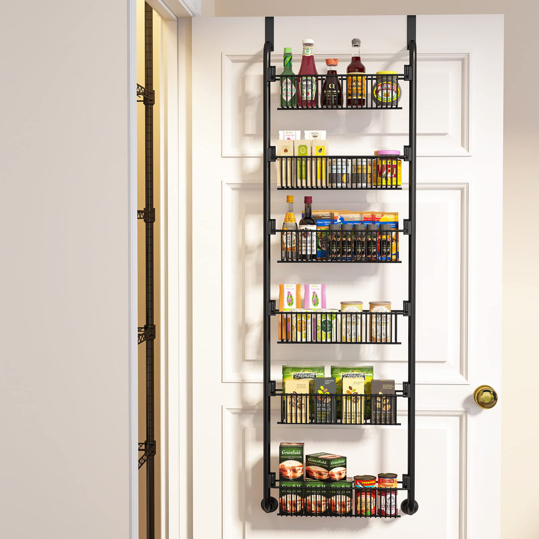 6-Tier Over The Door Spice Rack, Heavy-Duty Metal Pantry Door Organizer With 6 Baskets, Hanging Storage Door Organization Kitchen Spice Rack