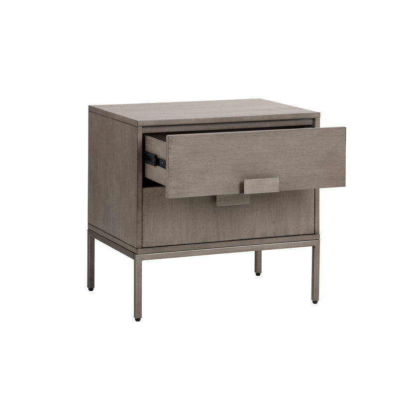 Table de chevet 2 tiroirs Sadhia, Gris
