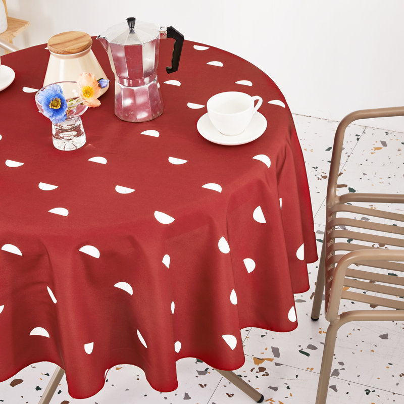 Moon Pattern Spillproof and Water Resistant Tablecloth, Red