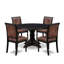 Ensemble de cuisine 5 pièces avec 4 chaises de salle à manger en polyester texturé brun, dossier haut et une table de cuisine moderne au fini noir sablé.-1662195588-1672200588