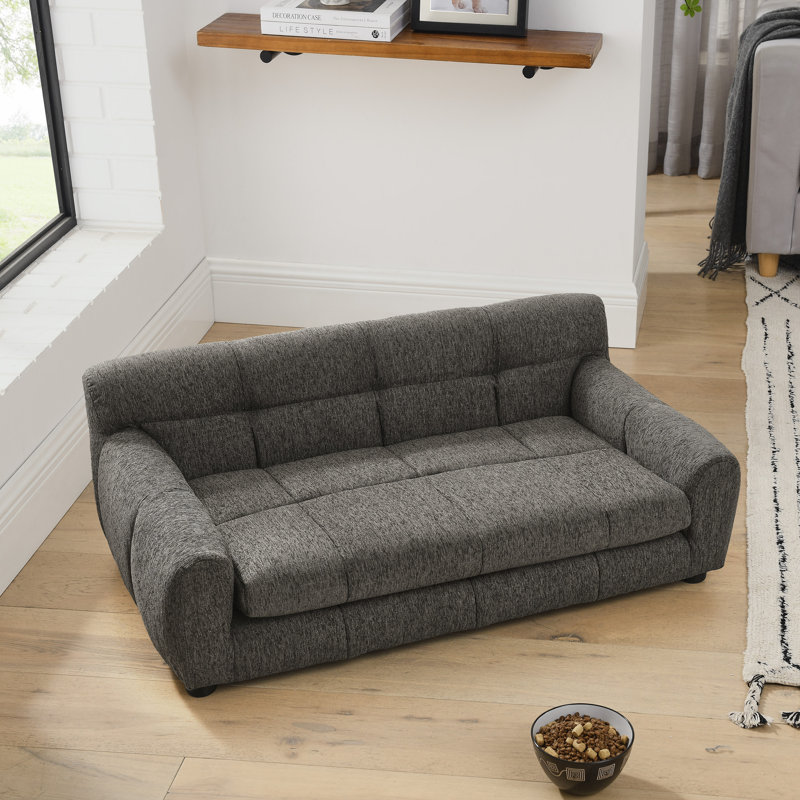 Canapé-lit pour animaux de compagnie avec dossier et accoudoirs, Gris foncé, H 14,5 po x l 38 po x P 22 po