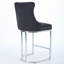 Ensemble de 2 tabourets de bar noirs de 25 po de hauteur de comptoir, chaises d'îlot de cuisine rembourrées en velours moderne avec dossier à boutons, garniture de rivets et pieds en métal chromé | Idée cadeau-375297816