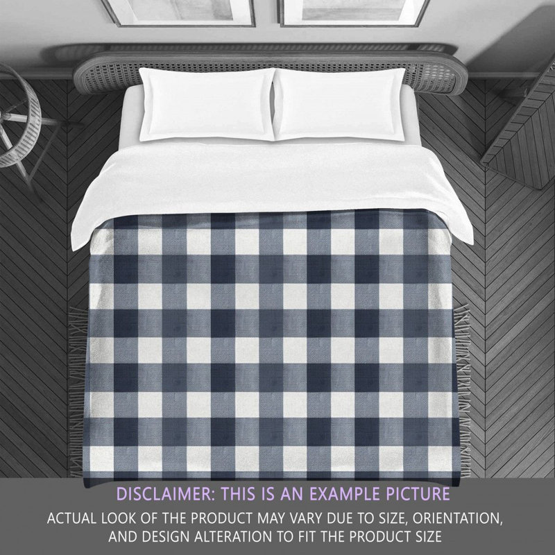 Gingham Comforter, Gray/Navy, King Comforter