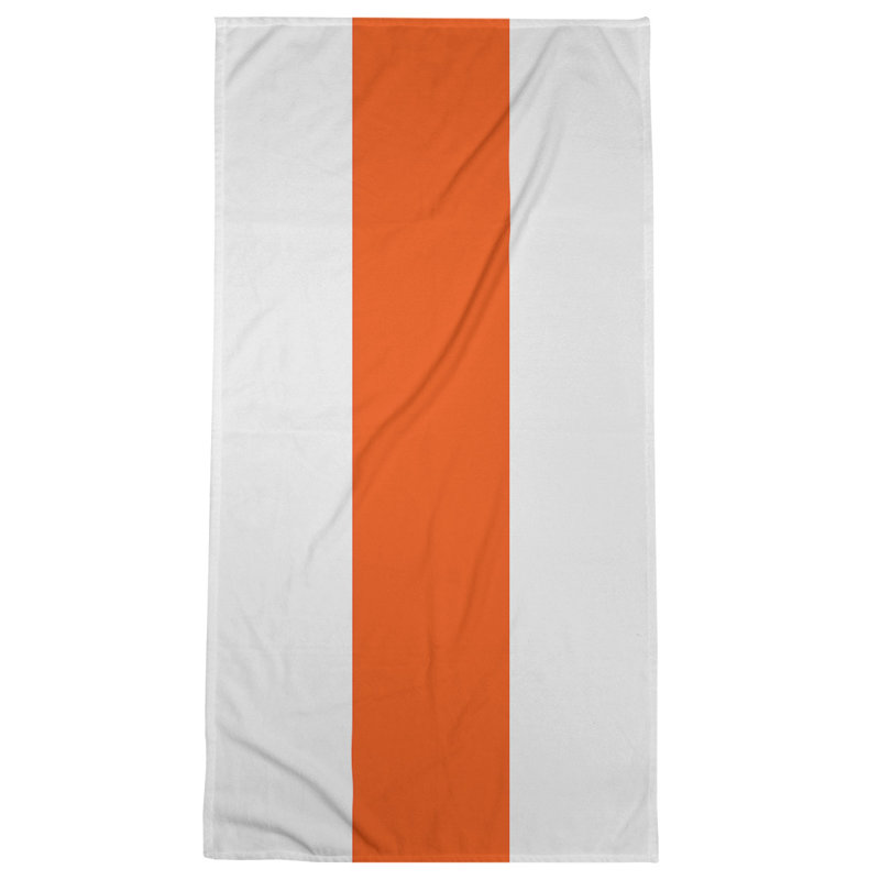 Bath Towel, White/Dark Orange