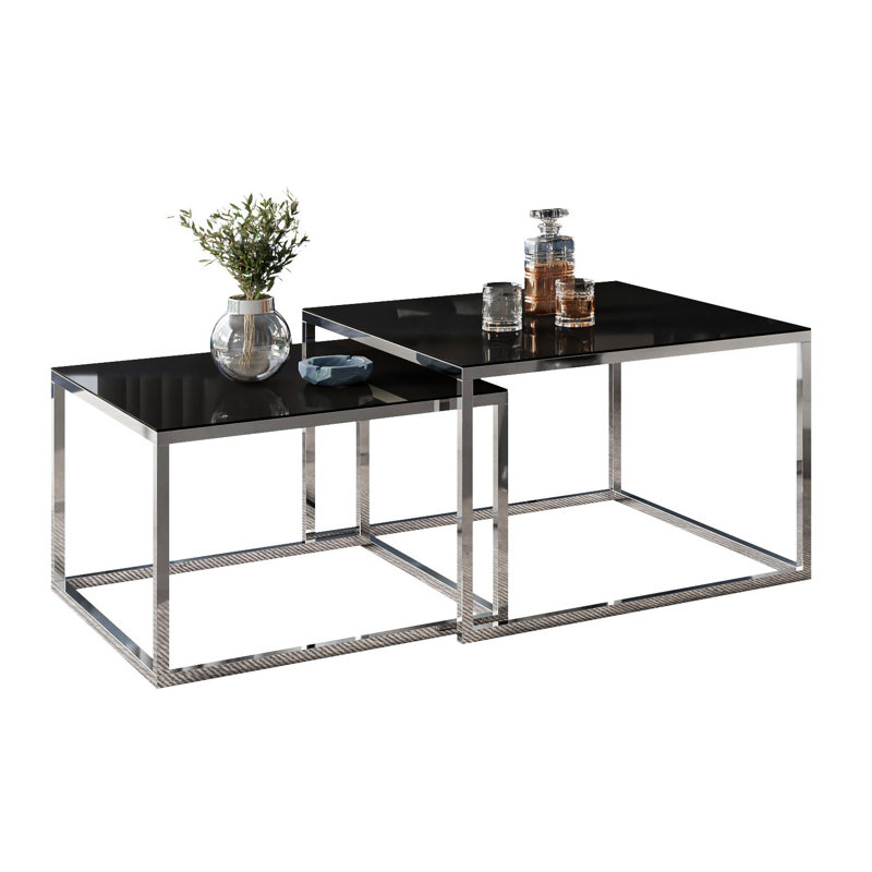 Coffee Table Yoschi 2 in 1, Black Glass