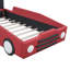 Lit voiture de course en cuir rouge avec structure et rails en bois massif-121094377