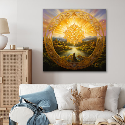 " Awaken Golden Mandala Landscape " Graphic Art Print