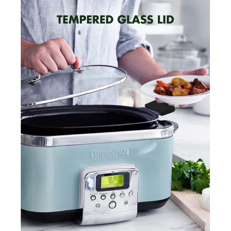 GreenPan Elite Ceramic Nonstick 6-Quart Slow Cooker, Blue Haze