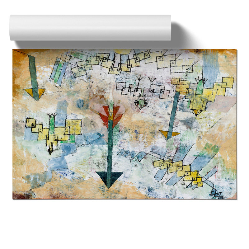 Birds And Arrows by Paul Klee - No Frame Painting, 42cm H x 59cm W x 0.1cm D