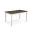 Table de salle à manger de 150 cm (59,06 po), MDF + bois d'hévéa, 1 pièce, gris + ivoire, plateau bicolore et pieds tournés