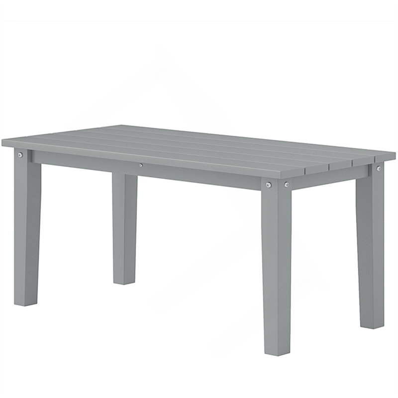 Table basse d'extérieur rectangulaire avec conception à lattes et fabrication en PEHD résistant aux intempéries pour une utilisation durable du patio