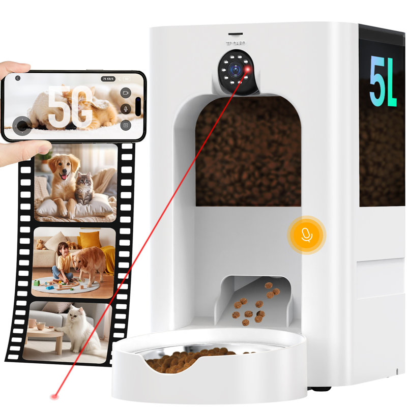 Automatic Feeder With Camera For Cats, Large Capacity Pet Food Dispenser