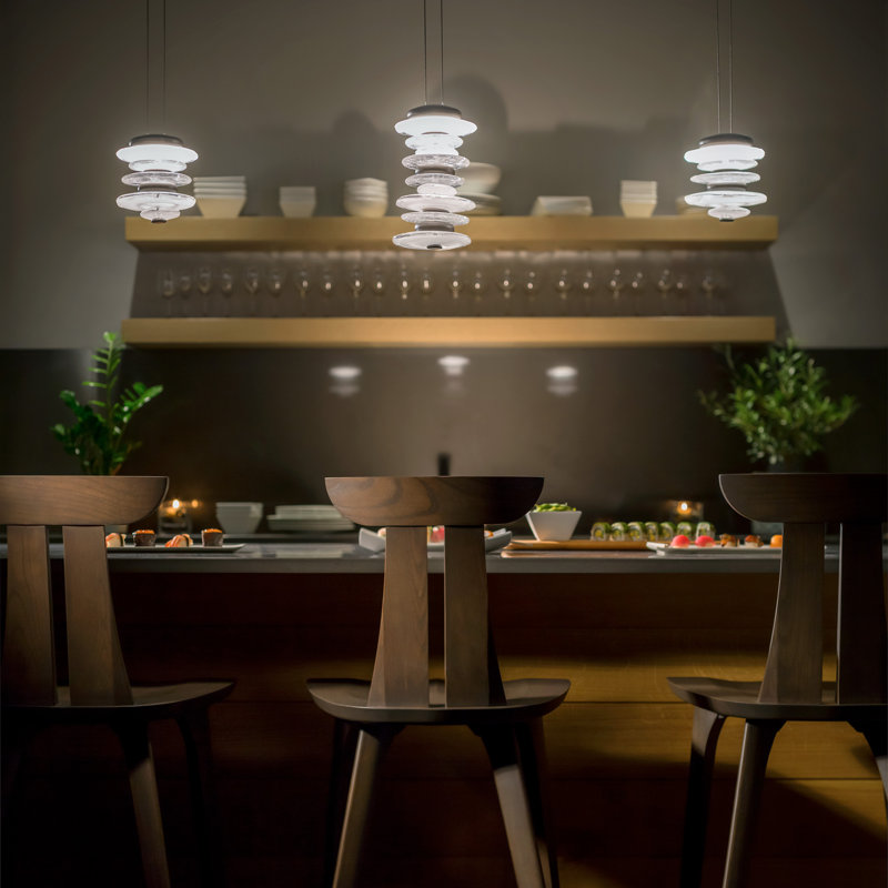 Luminaire suspendu géométrique 1 lumière à DEL Cairn, H 6 po x l 6 po x P 6 po, Sterling